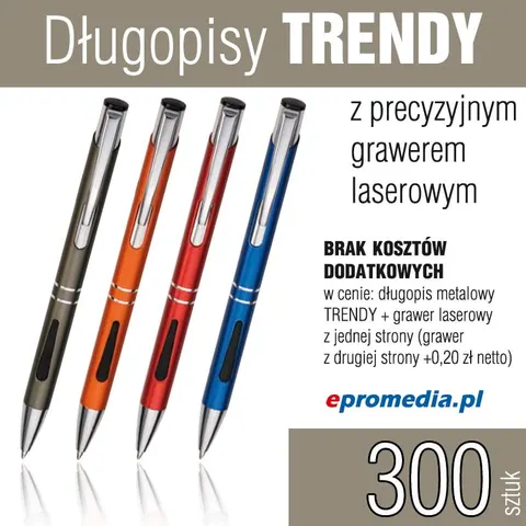 Długopisy TRENDY z grawerem - pakiet 300 szt.