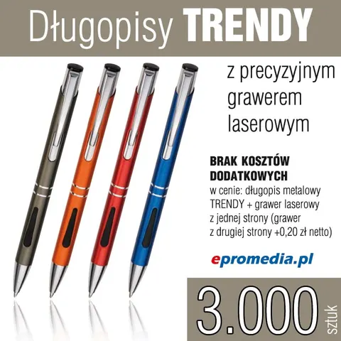 Długopisy TRENDY z grawerem - pakiet 3.000 szt.