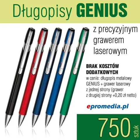Długopisy GENIUS z grawerem - pakiet 750 szt.