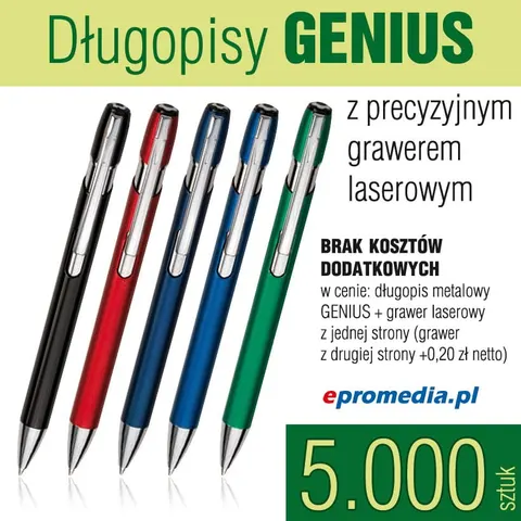Długopisy GENIUS z grawerem - pakiet 5.000 szt.