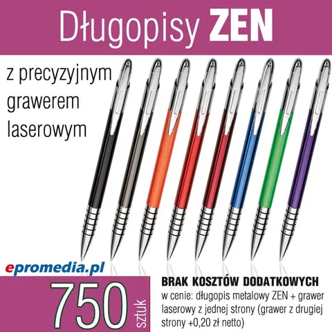 Długopisy ZEN z grawerem - pakiet 750 szt.