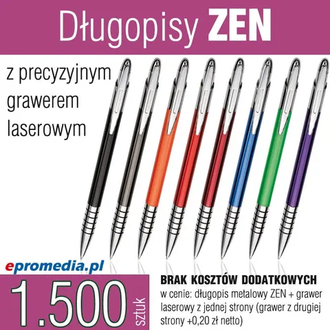 Długopisy ZEN z grawerem - pakiet 1.500 szt.