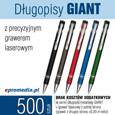 Długopisy GIANT z grawerem - pakiet 500 szt.