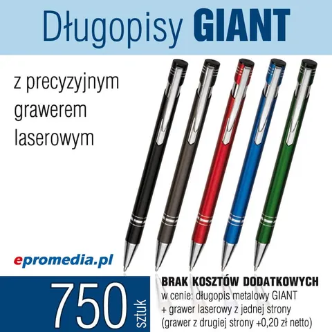 Długopisy GIANT z grawerem - pakiet 750 szt.