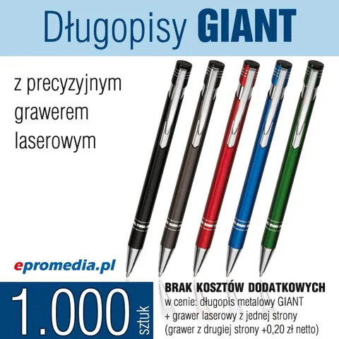 Długopisy GIANT z grawerem - pakiet 1.000 szt.