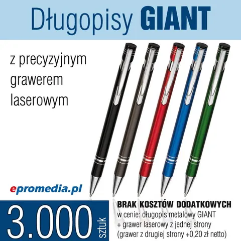 Długopisy GIANT z grawerem - pakiet 3.000 szt.