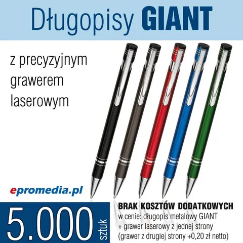 Długopisy GIANT z grawerem - pakiet 5.000 szt.