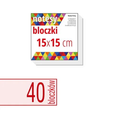 Notesy, bloczki reklamowe 15x15 cm - 40 szt.