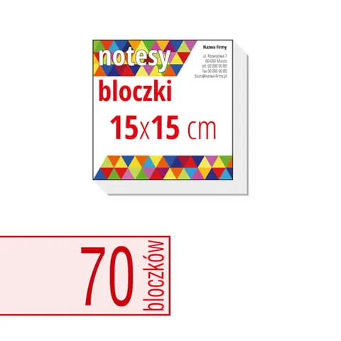 Notesy, bloczki reklamowe 15x15 cm - 70 szt.