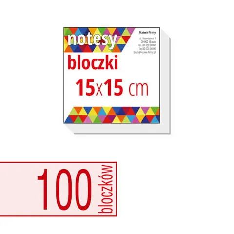 Notesy, bloczki reklamowe 15x15 cm - 100 szt.