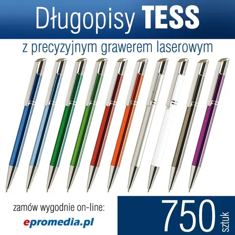 Długopisy TESS z grawerem - pakiet 750 szt.