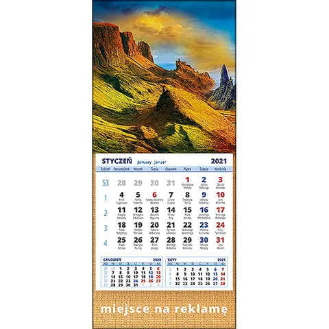 Kalendarze magnetyczne lub ścienne MINI - wzór KM1-060