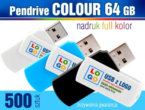 Pendrive COLOUR 64 GB z nadrukiem - pakiet 500 szt.