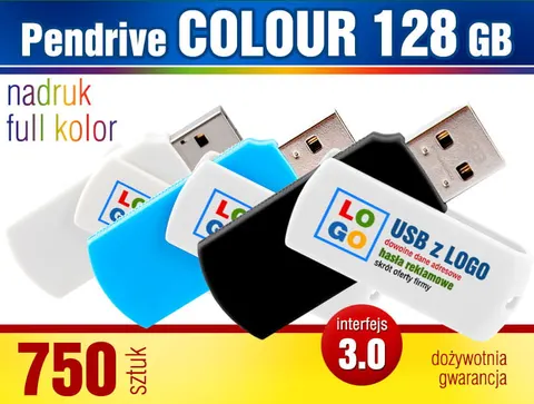 Pendrive COLOUR 3.0, 128 GB z nadrukiem - pakiet 750 szt.