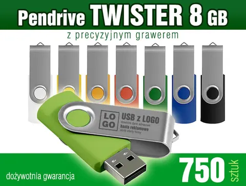 Pendrive TWISTER 8GB z grawerem - pakiet 750 szt.