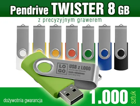 Pendrive TWISTER 8GB z grawerem - pakiet 1.000 szt.