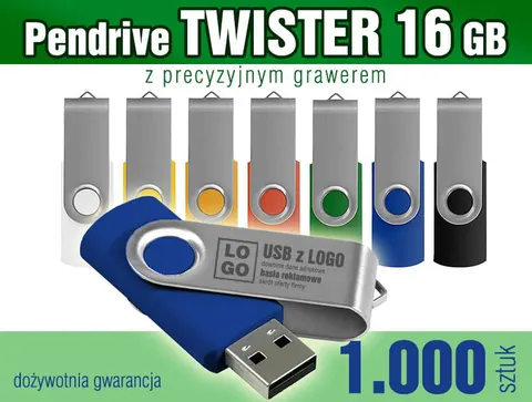 Pendrive TWISTER 16GB z grawerem - pakiet 1.000 szt.
