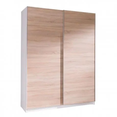 Szafa Przesuwna BATUMI 4 Szerokość 150 cm Biała Front Dąb Sonoma Dwudrzwiowa