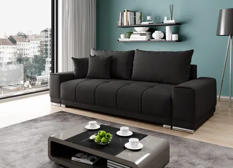 Sofa KEWIN z Funkcją Spania Trzyosobowa Czarna