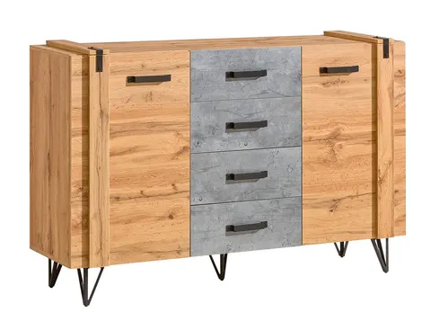 Komoda LOFTER LO5 Szerokość 135 cm Nowoczesna W Stylu LOFT Industrialna