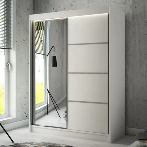Szafa Przesuwna PAKO Szerokość 120 cm Biała Lustro