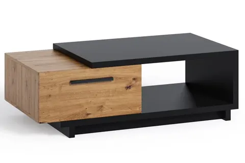 Stolik Kawowy Do Salonu 120 cm Dąb Artisan Czarny Blat INES IN-03