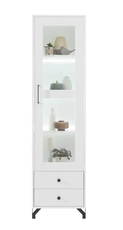 Witryna BERGEN 3 Szerokość 50 cm Biała LED Szuflady