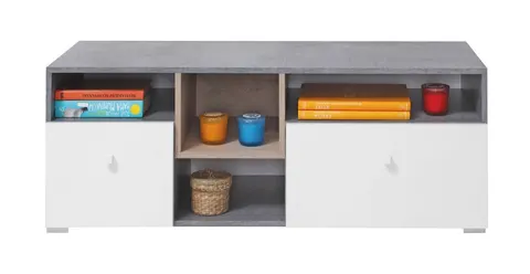 Szafka RTV SIGMA SI 09 120 Beton Biały Lux Dąb