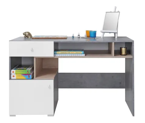 Biurko SIGMA SI 10 Szuflada 125 Beton Biały Lux Dąb
