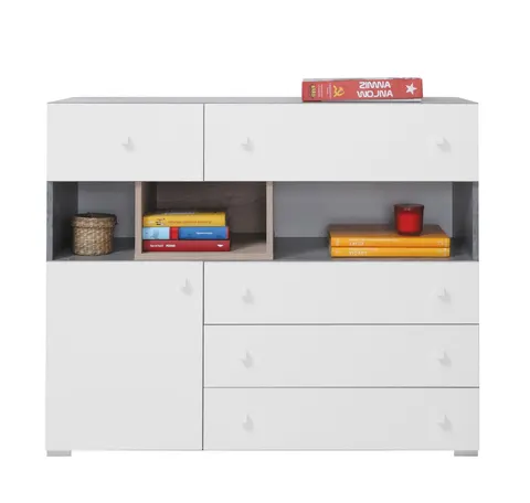 Komoda SIGMA SI 12 Szuflady 110 Beton Biały Lux Dąb