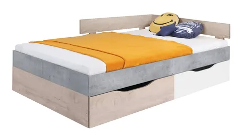 Łóżko SIGMA SI 16 Szuflady 120 x 200 Beton Biały Lux Dąb