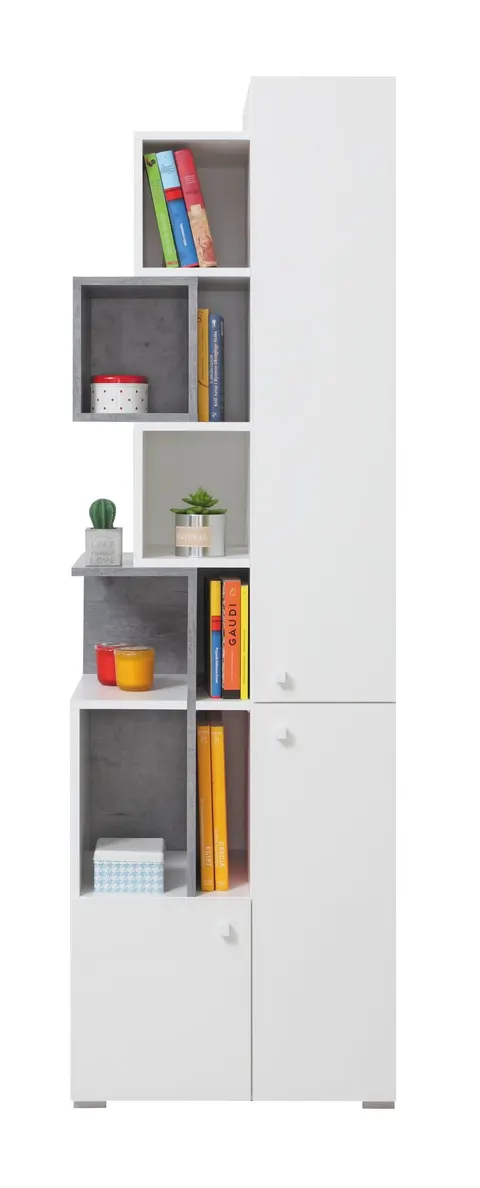 Regał SIGMA SI 04 Trzydrzwiowy 60 Beton Biały Lux