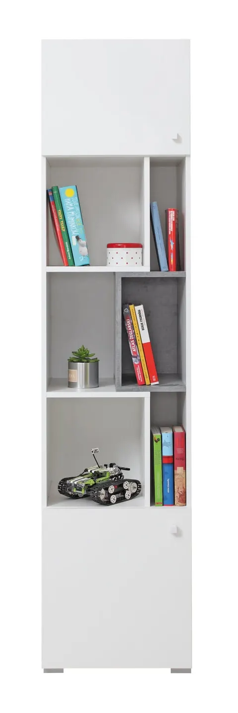 Regał SIGMA SI 06 Słupek Szafka Dwudrzwiowa 45 Półka Beton Biały Lux