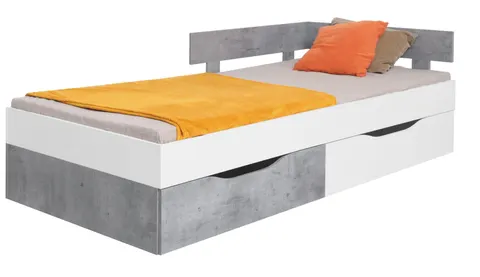 Łóżko SIGMA SI 16 Szuflady 120 x 200 Beton Biały Lux