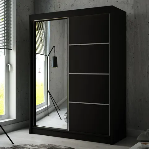 Szafa Przesuwna PAKO Szerokość 120 cm Czarna Lustro