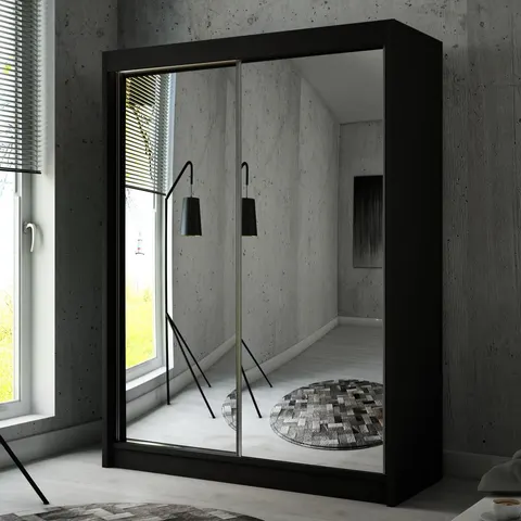 Szafa Przesuwna HOMA Szerokość 120 cm Czarna Front Lustro