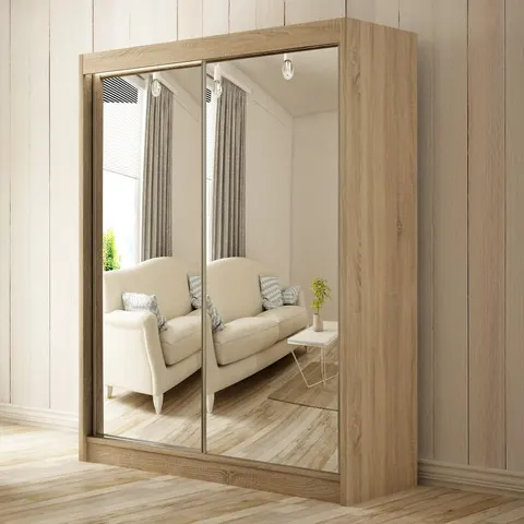 Szafa Przesuwna HOMA Szerokość 150 cm Dąb Sonoma Front Lustro