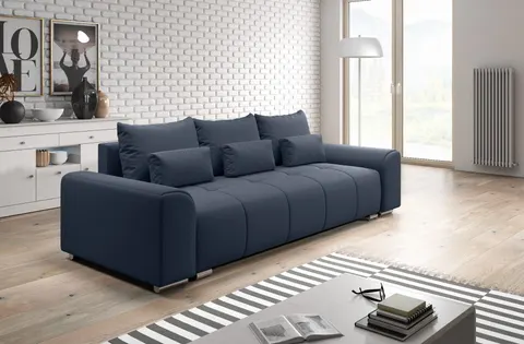 Sofa ASTON z Funkcją Spania Trzyosobowa Niebieska