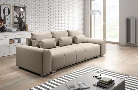 Sofa ASTON z Funkcją Spania Trzyosobowa Beżowa