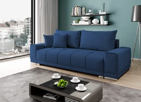 Sofa KEWIN z Funkcją Spania Trzyosobowa NIebieska