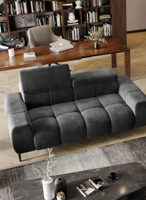 Sofa PLAZA 3 -osobowa Regulowane Zagłówki Do Salonu LOFT