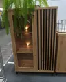 Witryna KALI K-3 Dwudrzwiowa Szuflady LED Szerokość 86 cm Lamele Dąb Artisan LOFT