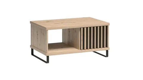 Stolik Kawowy KALI K-8 Szerokość 90 Lamele Dąb Artisan Szuflada Półka LOFT