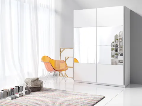 Szafa Przesuwna BETA Biała Szerokość 120 cm Lustro 22971654