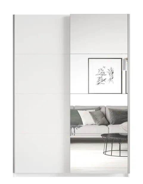 Szafa Przesuwna BETA Biała Szerokość 150 cm Lustro 22971655