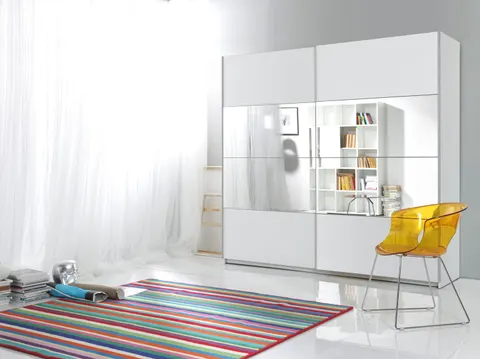 Szafa Przesuwna BETA Biała Szerokość 221 cm Lustro 22971658
