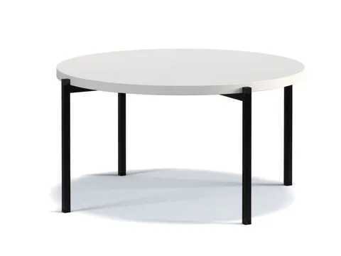 Stolik Kawowy SIGMA SM-01 Biały Mat Do Salonu Czarne Metalowe Nogi Okrągły