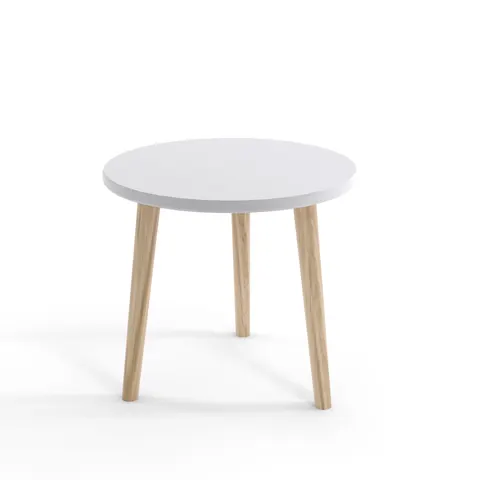 Stolik Kawowy BALI Okrągły Do Salonu BOHO Szerokość 67 cm Biały