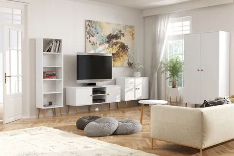 Zestaw BALI 2 Do Salonu BOHO Biały Szafa 87 cm