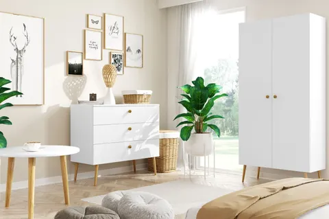 Zestaw BALI 3 Do Salonu BOHO Biały Szafa 87 cm